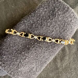 Onyx, Diamond and Yellow Gold Bracelet